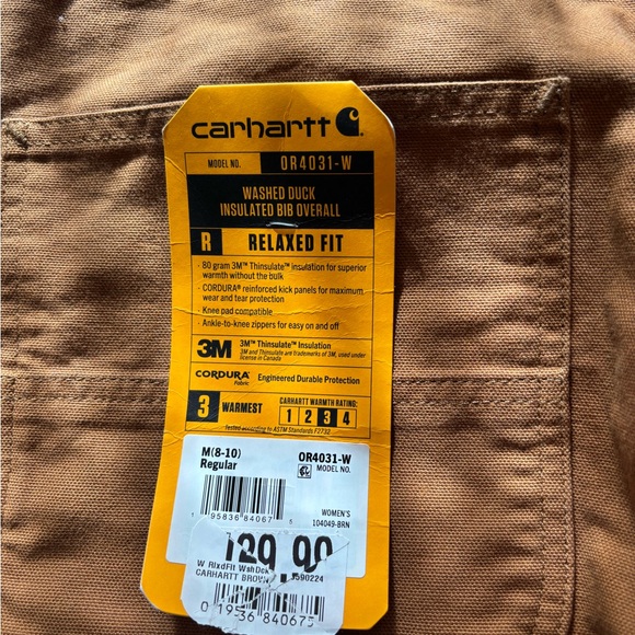 Carhartt Tan Insulated Bib Overalls - Picture 2 of 4